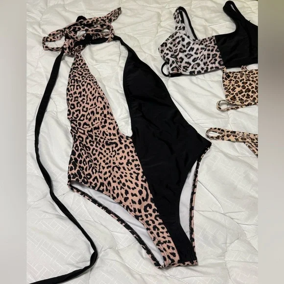 Stylish Leopard Print Swimsuit Set - Picture 3 of 6
